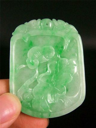 Jadeite Emerald Jade Pendant Netsuke Ruyi Lotus Dragon Auspicious