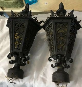 Vintage Antique Outdoor Street Light Pole Lamp Gothic Scroll Design Post Light