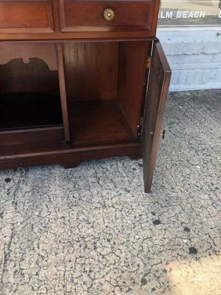 Antique Mahogany English Cupboard Or Drinks Server Brass Handles