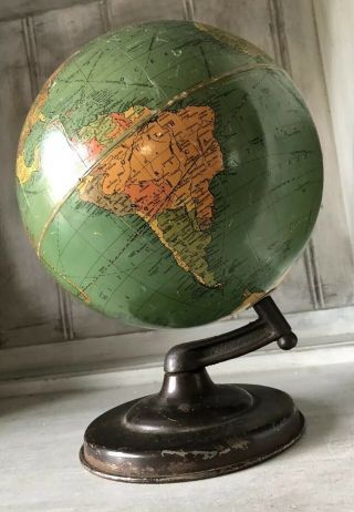 Antique Vintage Replogle Standard Globe 8 " Persia Iran 1930’s Unique Base