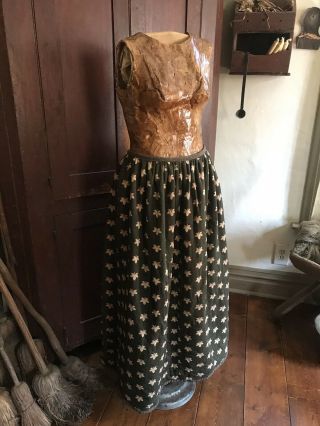 Early Antique Ladies Rare Green Hand Sewn 19th C Petticoat Aafa Skirt Textile