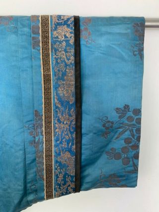 Antique Qing CHINESE Silk EMBROIDERY Robe Gold Thread Border DAMASK AS - IS 11