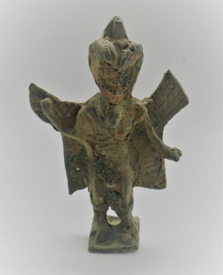 Very Rare Ancient Luristan Bronze Idol Winged Figure Circa 1000bce