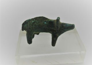 SCARCE CIRCA 100BC - 100AD ANCIENT CELTIC BRONZE BOAR FIGURINE VOTIVE 2