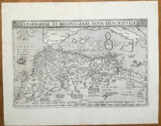 Ortelius Large Map North Africa Ship Sea Monster - 1592