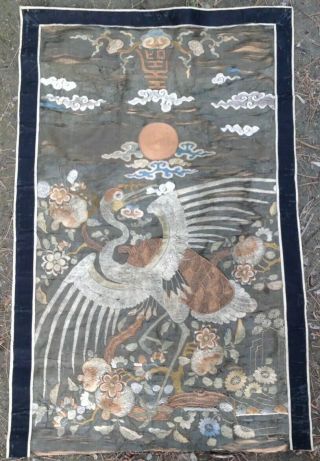 EARLY ANTIQUE QING CHINESE EMBROIDERY PHOENIX BIRD KESI BROCADE SILK PANEL 11