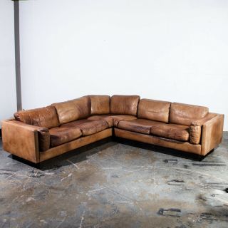 Mid Century Danish Modern Sofa Sectional Georg Thams Tan Leather Couch De Sede
