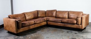 Mid Century Danish Modern Sofa Sectional Georg Thams Tan Leather Couch De Sede 3