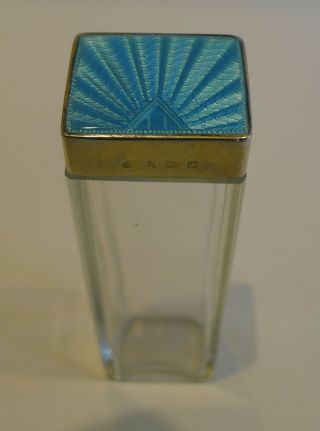 Vintage Sterling Silver and Blue Guilloche Enamel Topped Vanity Jar - 1931 2