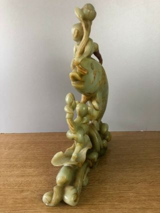 GOOD LARGE Ca 1900 JADE FISH AND CHILDRENS SCULPTURE 11