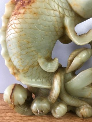 GOOD LARGE Ca 1900 JADE FISH AND CHILDRENS SCULPTURE 3