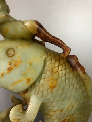 GOOD LARGE Ca 1900 JADE FISH AND CHILDRENS SCULPTURE 8