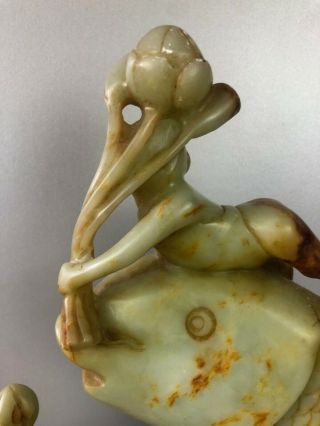 GOOD LARGE Ca 1900 JADE FISH AND CHILDRENS SCULPTURE 9