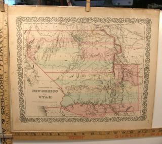 Antique Hand Color Engraving Map Mexico & Utah 1859 Colton 