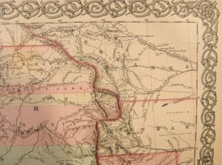 ANTIQUE HAND COLOR ENGRAVING MAP MEXICO & UTAH 1859 COLTON ' S GENERAL ATLAS 5