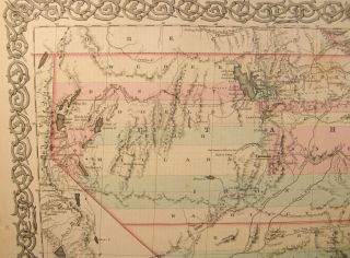 ANTIQUE HAND COLOR ENGRAVING MAP MEXICO & UTAH 1859 COLTON ' S GENERAL ATLAS 7