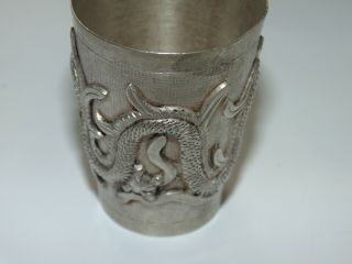 Vintage Antique Rare Dragon Chinese Or Japanese Small Shot Cup Sterling Silver