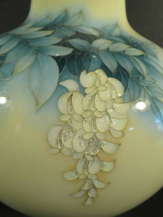 Cloisonne Tamura Taisho or Showa period Vase Pale Yellow Hanging Flowers 4