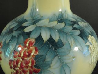 Cloisonne Tamura Taisho or Showa period Vase Pale Yellow Hanging Flowers 5