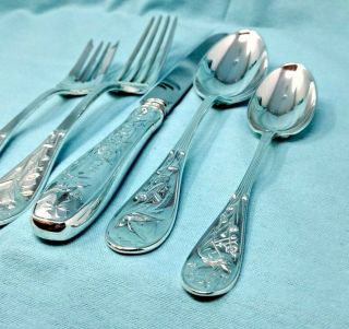 TIFFANY & CO Sterling Silver Five - Piece Audubon Flatware Set Silverware 3