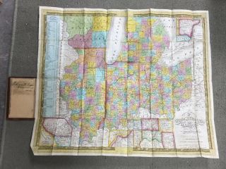 Vintage Pocket Map: 1839 Mitchell’s Map Of Ohio,  Indiana,  Illinois,  & Michigan