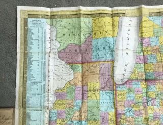 Vintage Pocket Map: 1839 Mitchell’s Map Of Ohio,  Indiana,  Illinois,  & Michigan 3