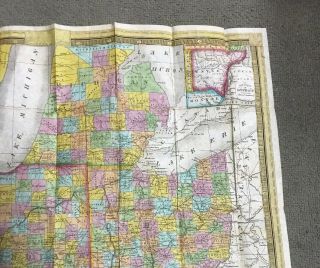 Vintage Pocket Map: 1839 Mitchell’s Map Of Ohio,  Indiana,  Illinois,  & Michigan 4