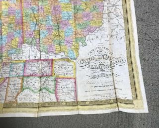 Vintage Pocket Map: 1839 Mitchell’s Map Of Ohio,  Indiana,  Illinois,  & Michigan 5