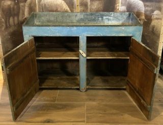 Antique Rustic Zinc Top Dry Sink Cabinet Primtive Farmhouse Style 4