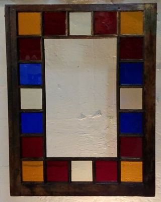 Antique Queen Anne Stained Glass Window,  Circa 1800s,  Restored
