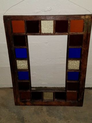 ANTIQUE QUEEN ANNE STAINED GLASS WINDOW,  CIRCA 1800s,  RESTORED 5