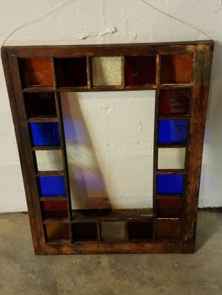 ANTIQUE QUEEN ANNE STAINED GLASS WINDOW,  CIRCA 1800s,  RESTORED 6