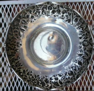 Antique Repousse Floral Round Pedestal Bowl S Kirk And Son Sterling Silver 2