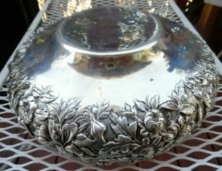 Antique Repousse Floral Round Pedestal Bowl S Kirk And Son Sterling Silver 4