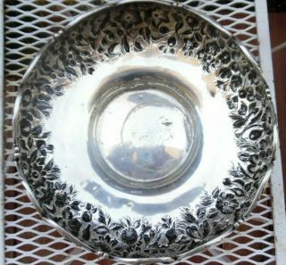 Antique Repousse Floral Round Pedestal Bowl S Kirk And Son Sterling Silver 7