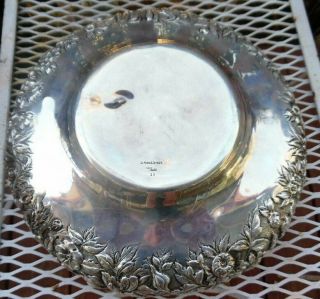 Antique Repousse Floral Round Pedestal Bowl S Kirk And Son Sterling Silver 8