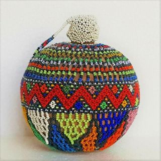 Marvelous South African Tribal Zulu Handmade Snuff Container With Colors Beads.