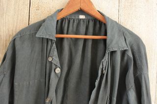 Biaude Shirt or Smock Antique French Work clothes Indigo blue dyed linen garment 5