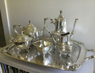 Magnificent 1847 Rogers Daffodil 6 Piece Silverplate Tea/coffee Set Heavy