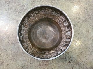 Antique Sterling Silver 791 Grams India Themed 3D Repoussé Centerpiece Bowl 5