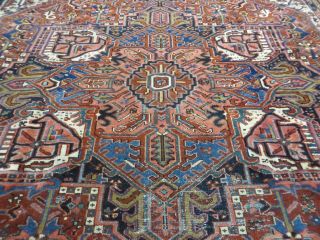 9 ' X 12 ' Antique Hand Made Persian Heriz Serapi Wool Rug Decorative Organic 5