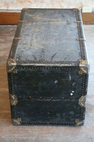 Antique Mendel Wardrobe Steamer Trunk Luggage Chest vintage coffee table brass 12