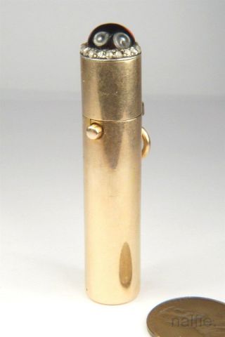 Antique 18k Gold Garnet & Rose Cut Diamond Scent Bottle Fob / Pendant C1800s