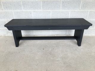 Broyhill Attic Heirlooms Black Distressed Solid Oak Trestle Style Bench - 58 "