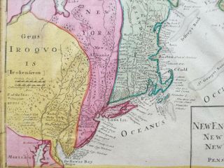 Homann Engraved Map America York Pennsylvania England 1740 3