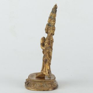 Antique Chinese Tibetan Gilt Copper Eight - arm Buddha 2