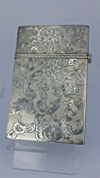 A Large Heavy Ailver 1849 Victorian Solid Silver Ornate Visiting Card Case