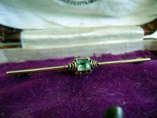 FABERGE Antique Imperial RUSSIAN BROOCH Tie Pin with Emerald stone,  56 gold. 2