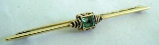 FABERGE Antique Imperial RUSSIAN BROOCH Tie Pin with Emerald stone,  56 gold. 3