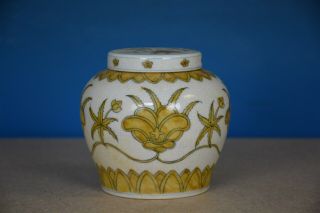 Delicate Antique Chinese Doucai Porcelain Jar Marked Tian Rare T9517
